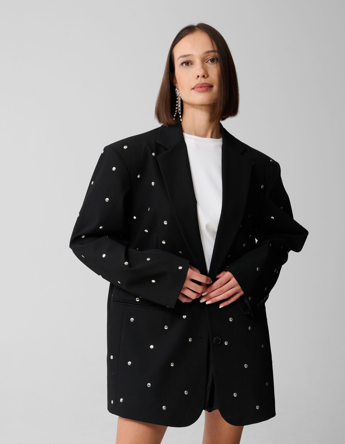 Oversized Studs Blazer Zwart SHOEBY WOMEN