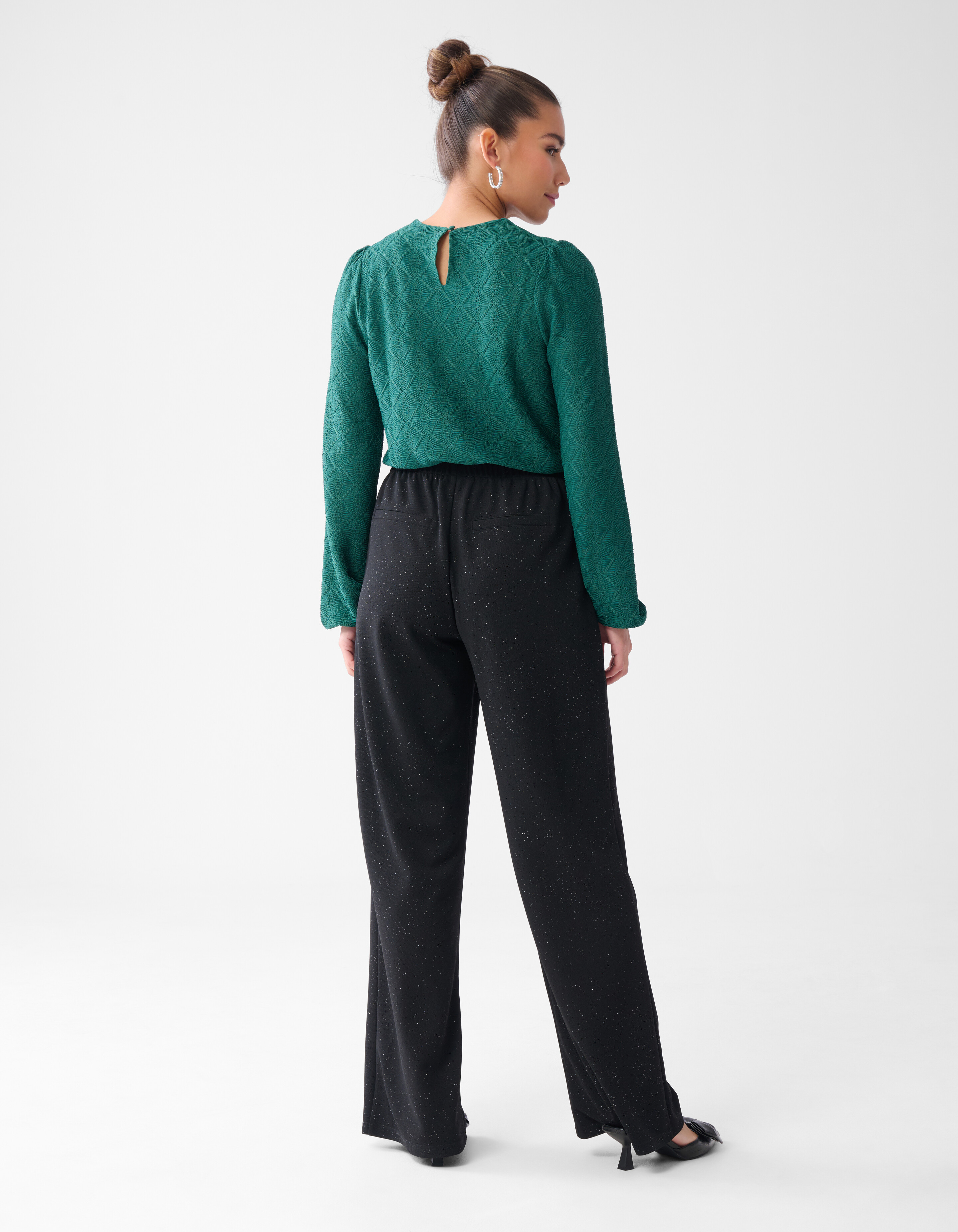 Glitter Wide Leg Broek Zwart SHOEBY WOMEN