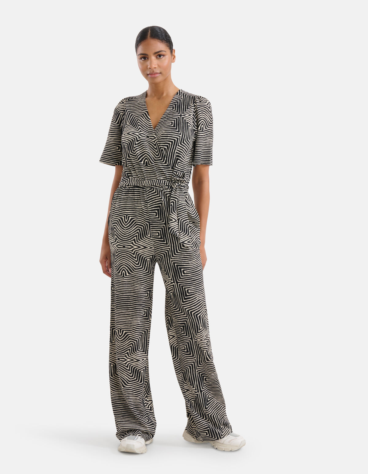 Crinkle Jumpsuit Zwart/Gebroken Wit SHOEBY WOMEN