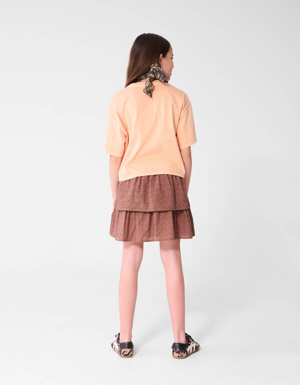 Strik Embroidery T-shirt Lichtoranje SHOEBY GIRLS