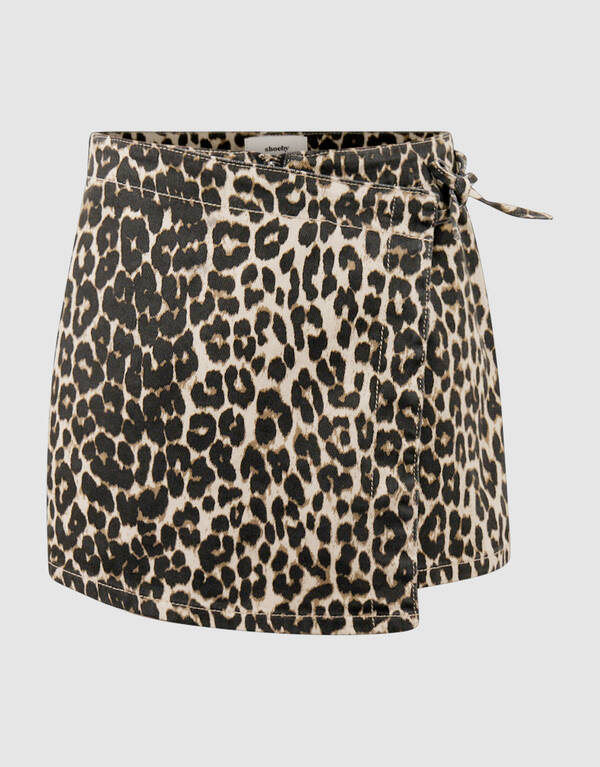 Denim Leopard Skort Bruin SHOEBY GIRLS