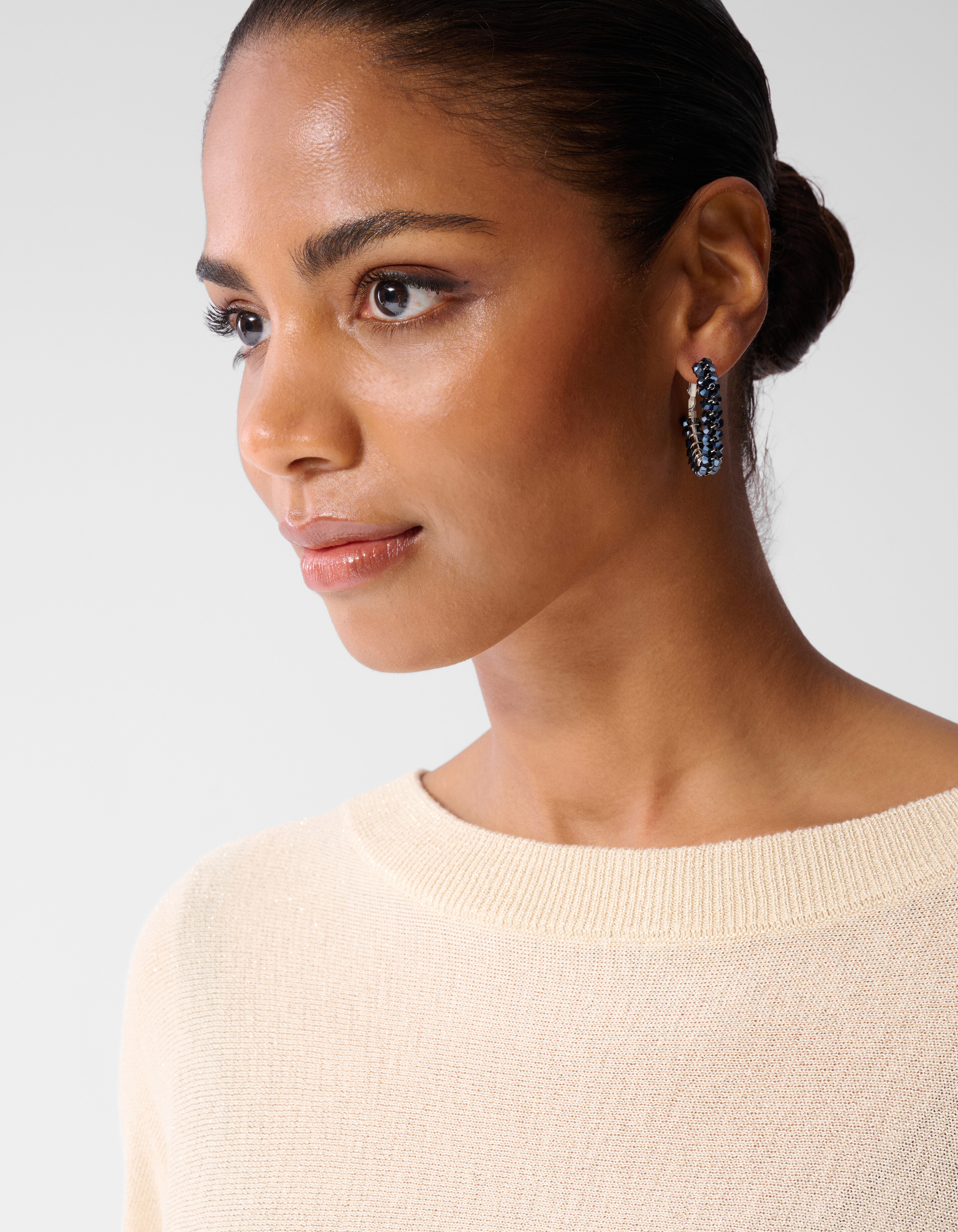 Beaded Hoop Oorbellen Blauw/Zilver SHOEBY ACCESSOIRES