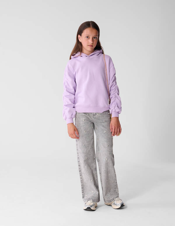 Gathered Sleeve Hoodie Paars SHOEBY GIRLS