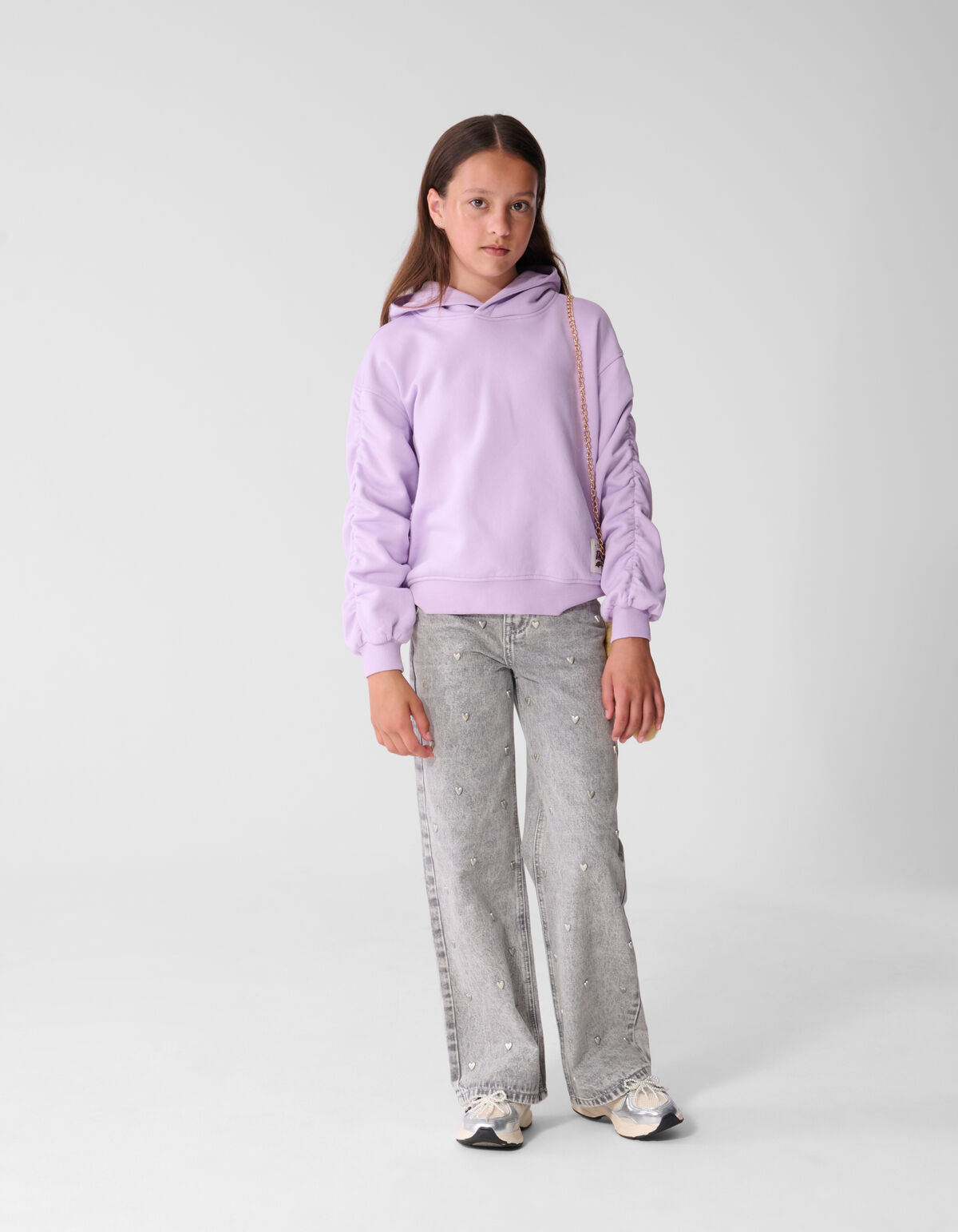 Gathered Sleeve Hoodie Paars SHOEBY GIRLS