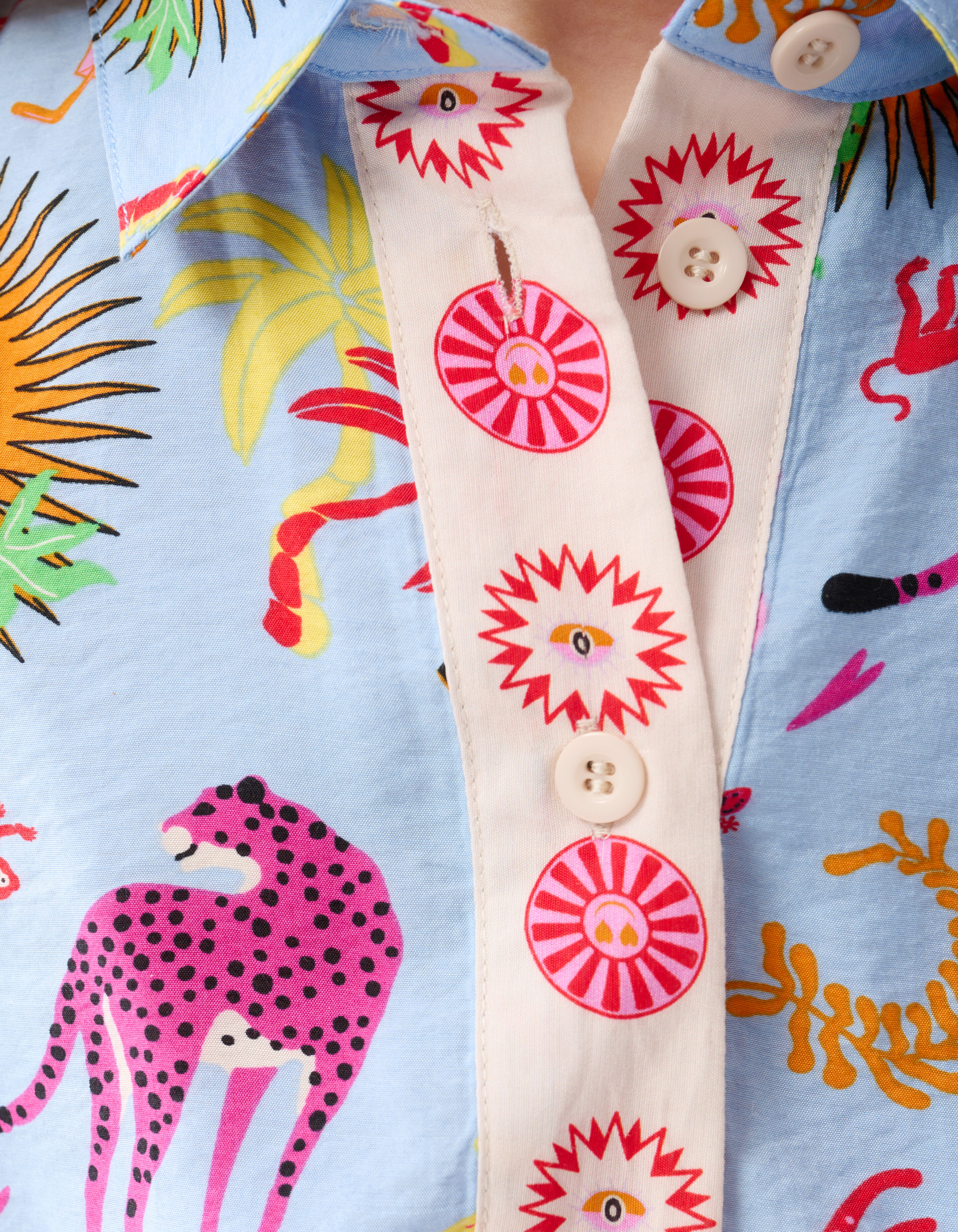 Jungle Artwork Blouse Lichtblauw By Lizzy SHOEBY GIRLS