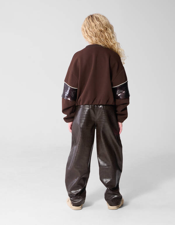 Sporty Pailletten Sweater Bruin SHOEBY GIRLS