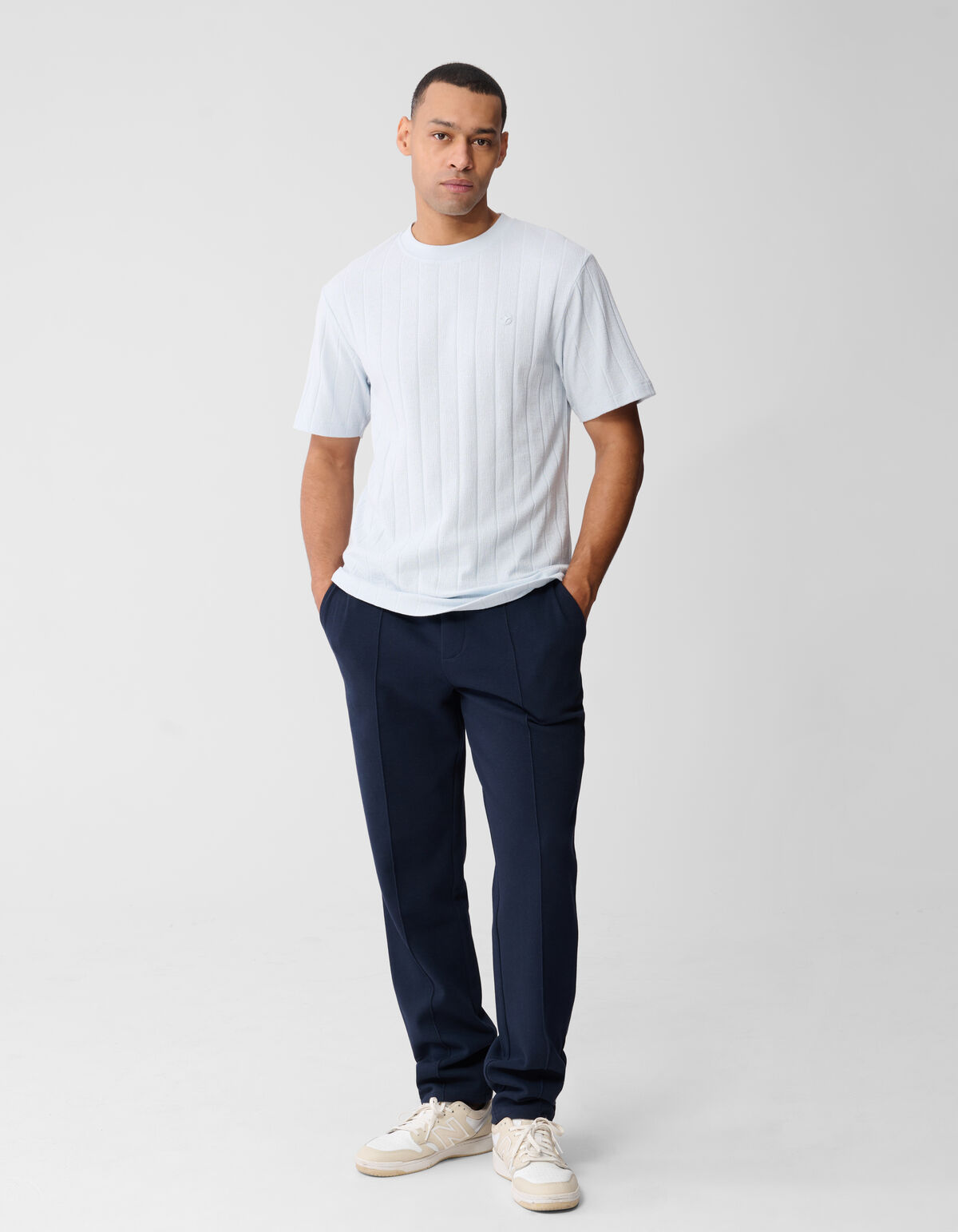 Structuur Stripe Artwork T-shirt Lichtblauw SHOEBY MEN