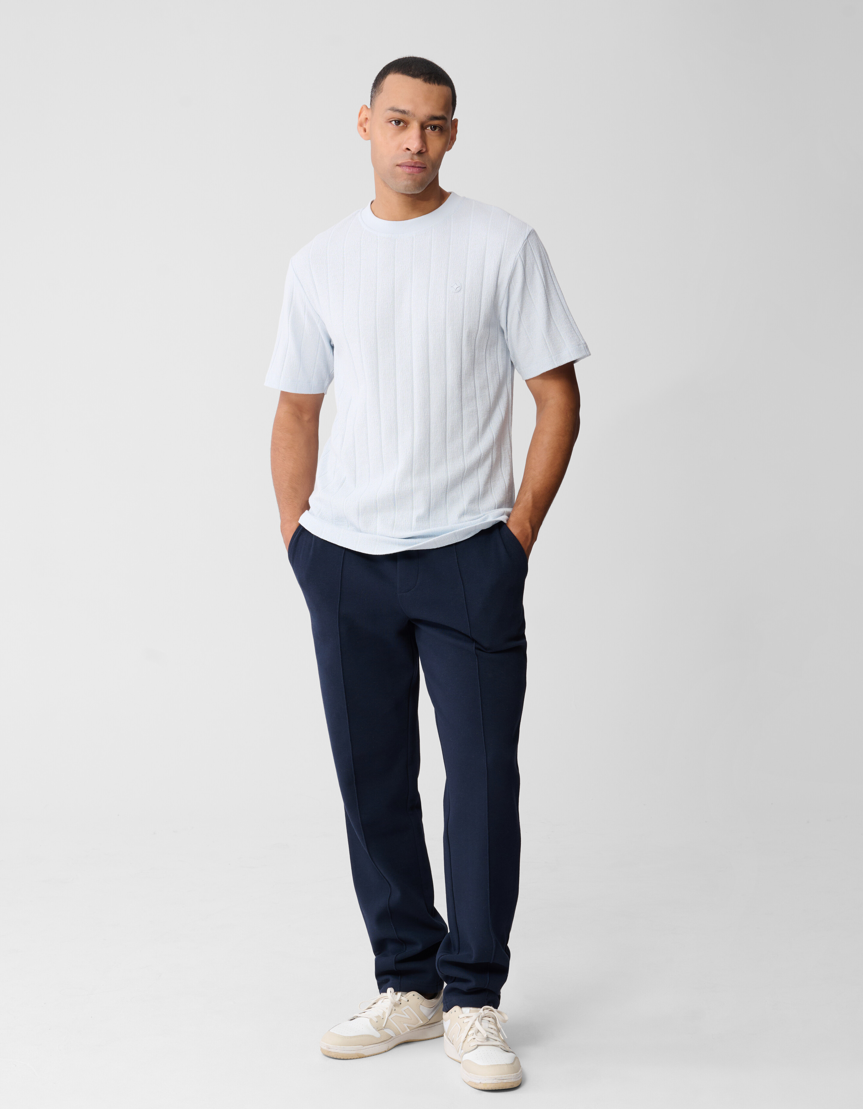 Structuur Stripe Artwork T-shirt Lichtblauw SHOEBY MEN