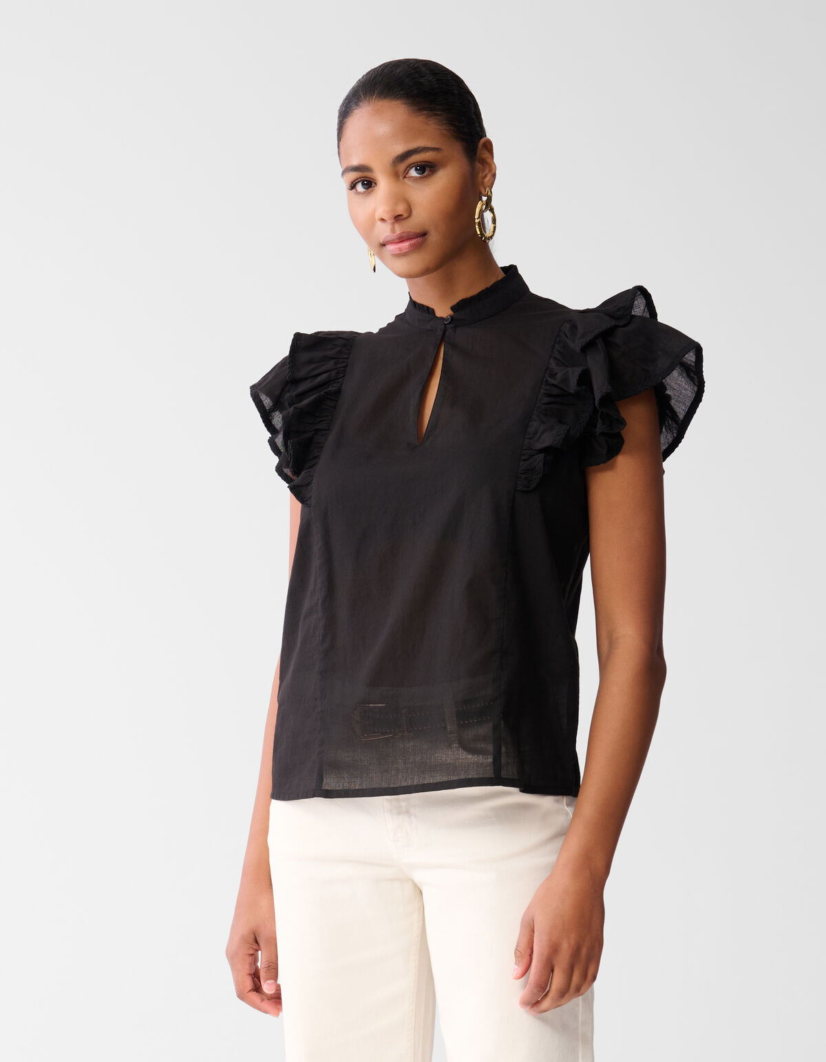 Ruffle Top Zwart SHOEBY WOMEN