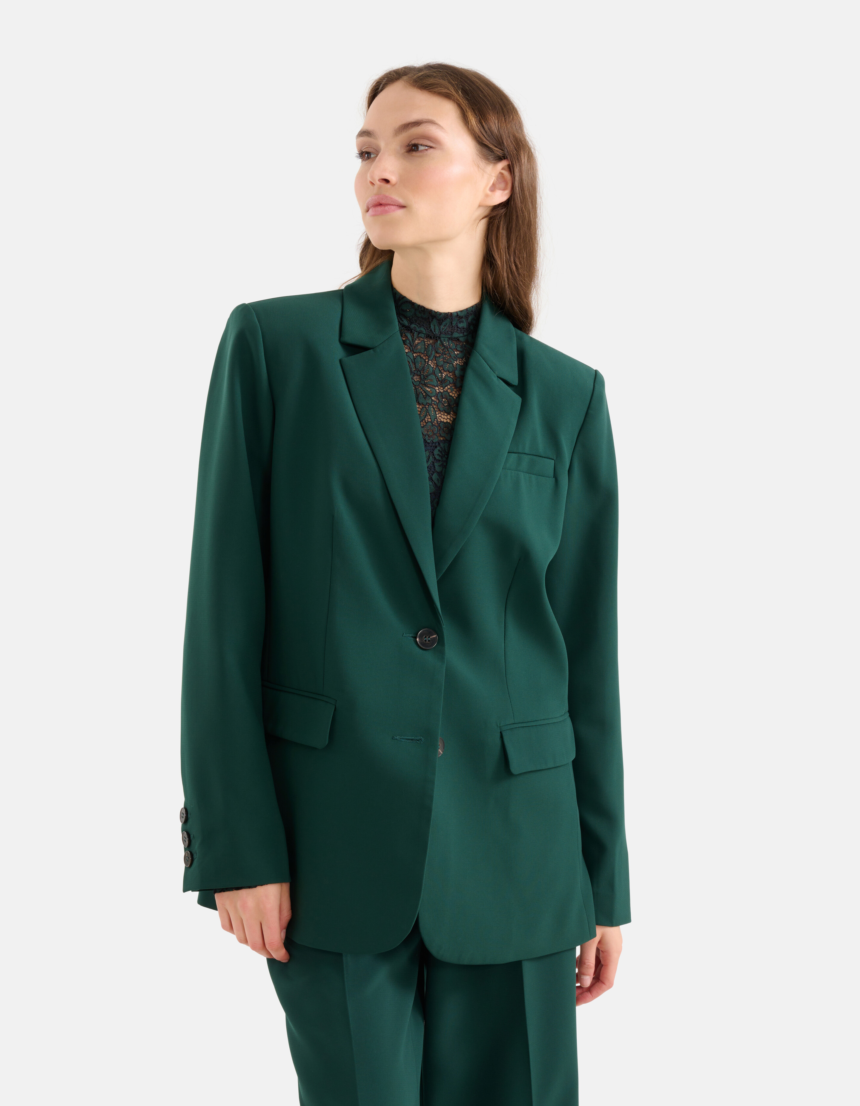 Oversized Basis Blazer Donkergroen SHOEBY WOMEN
