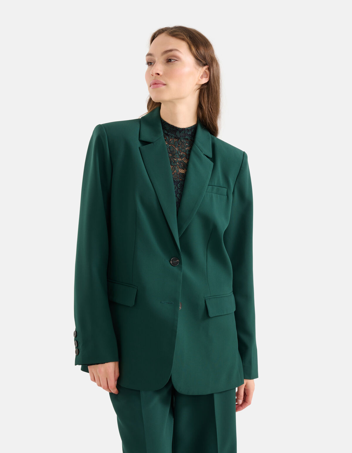 Oversized Basis Blazer Donkergroen SHOEBY WOMEN