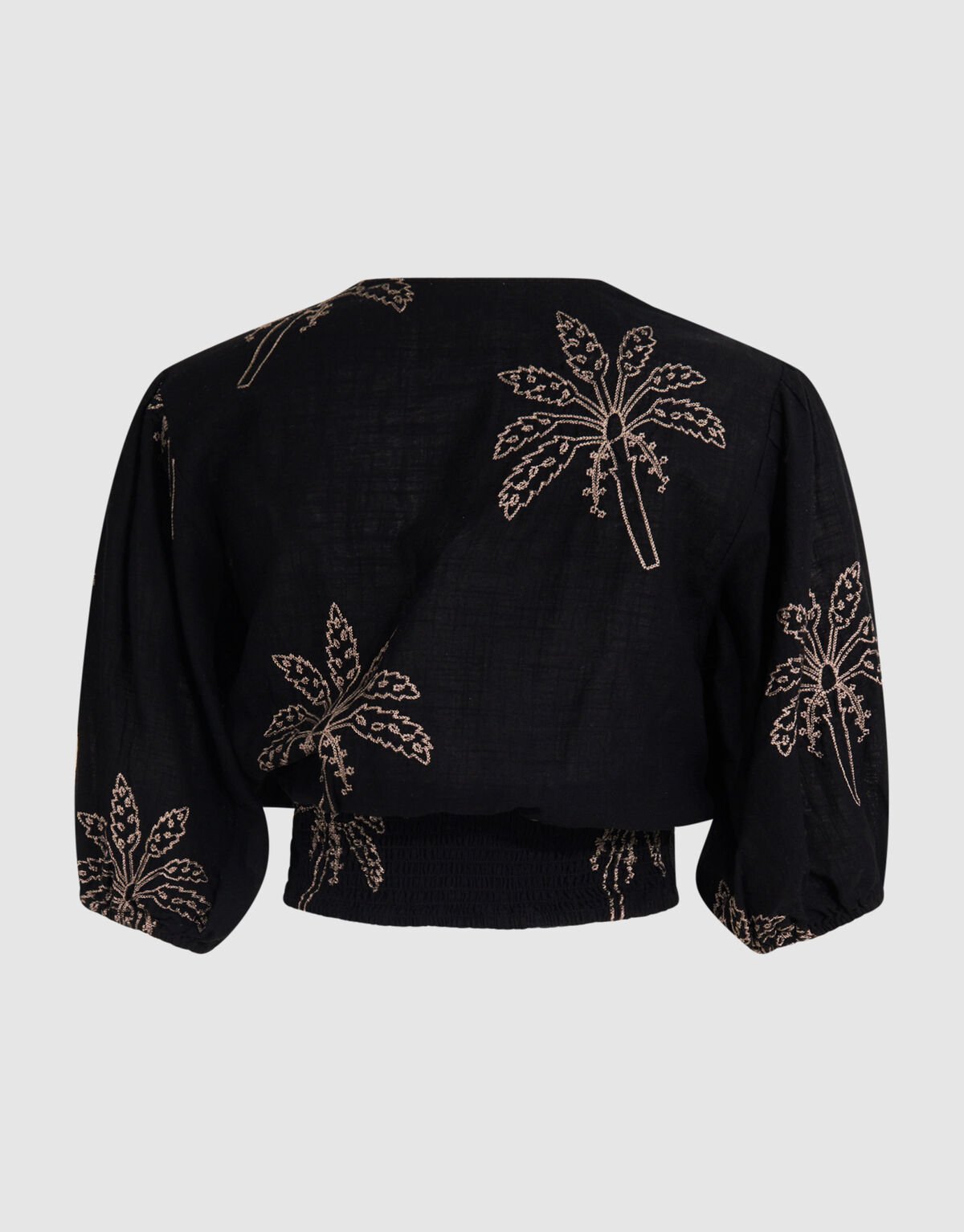 Embroidery Palm Crop top Zwart SHOEBY WOMEN