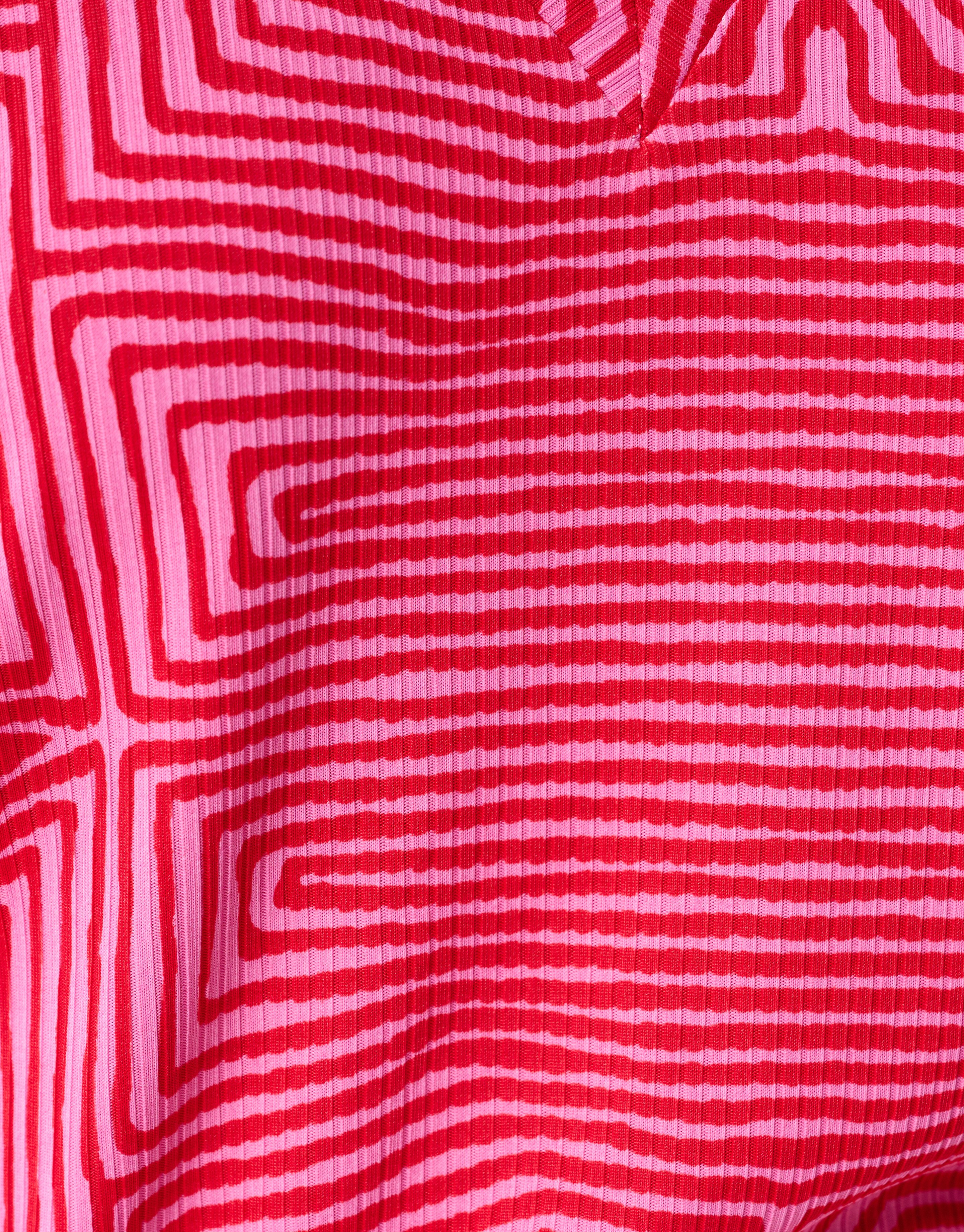 Printed Rib Jersey Top Roze/Rood SHOEBY WOMEN