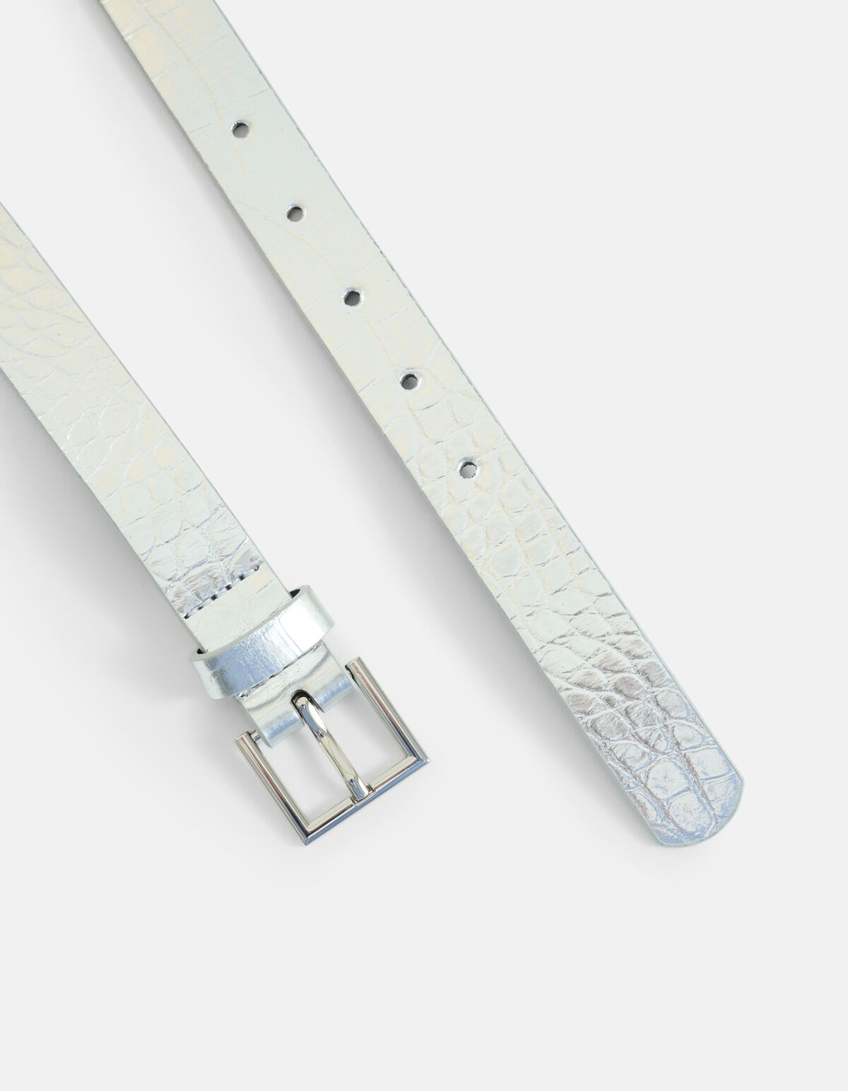 Metallic Croco Riem Zilver SHOEBY ACCESSOIRES