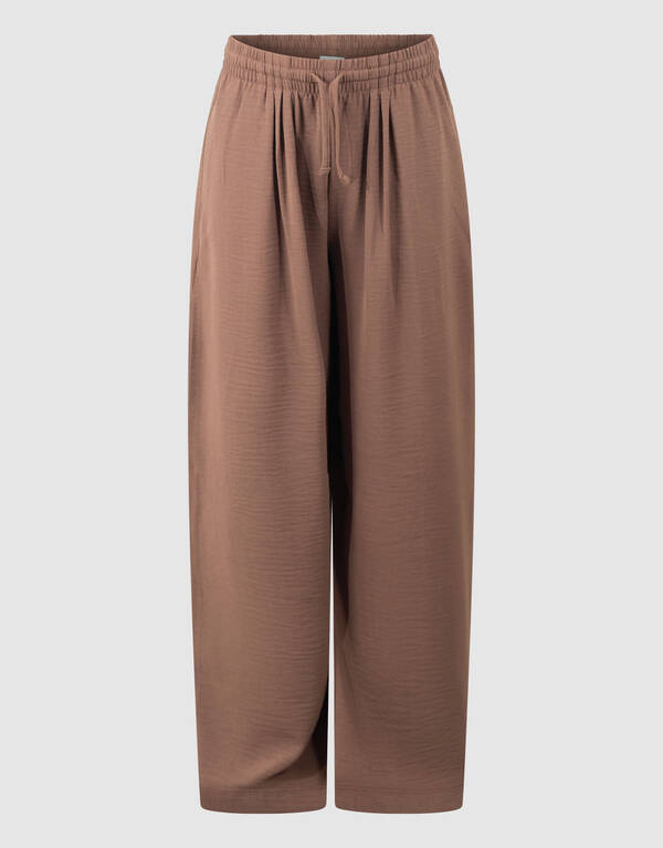 Twist Wide Leg Broek Bruin SHOEBY GIRLS