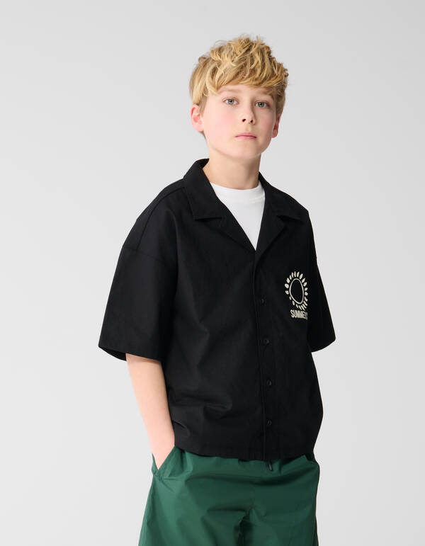 Linnen Artwork Overshirt Zwart SHOEBY BOYS