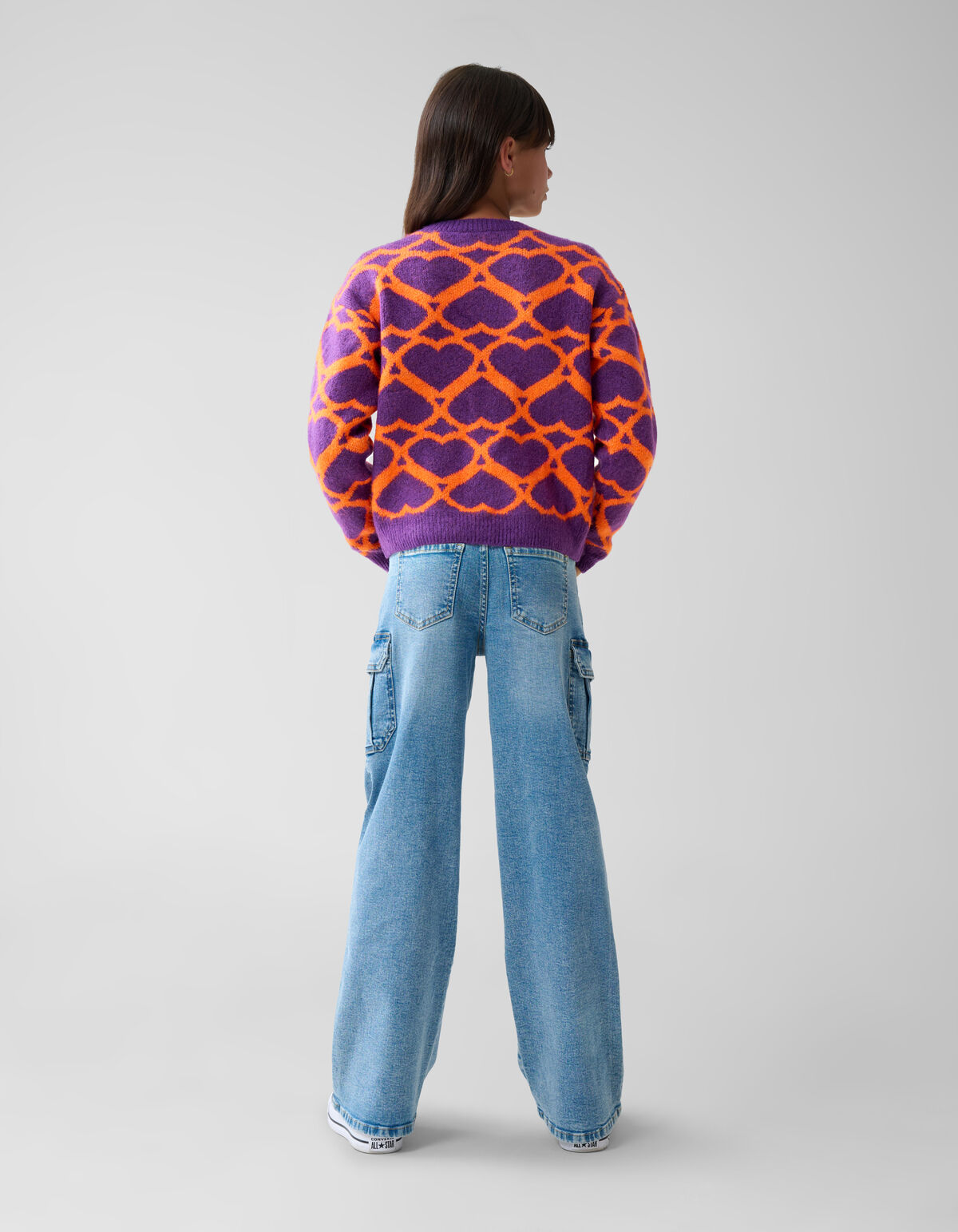 Heart Printed Meisjes Trui Paars By Furmey SHOEBY GIRLS