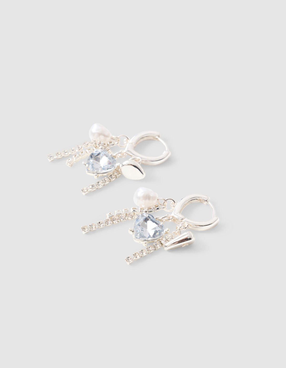 Strass Heart Oorbellen Zilver SHOEBY ACCESSOIRES