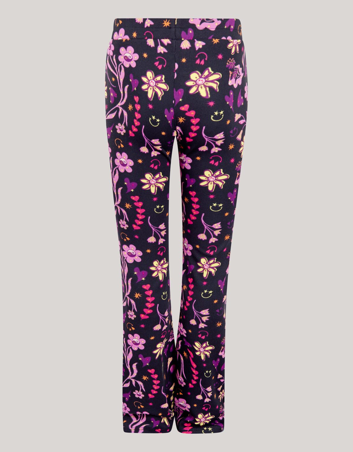 Doodle Print Rib Flared Legging Zwart SHOEBY GIRLS