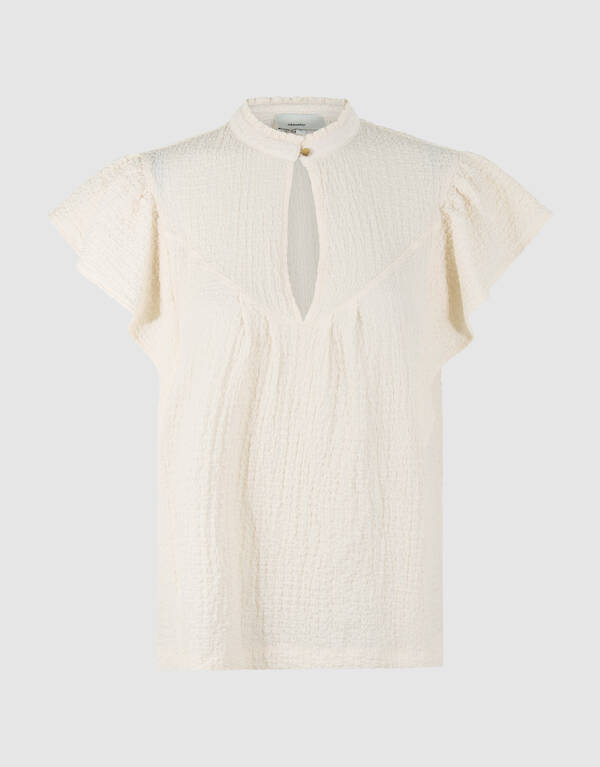 Crinkle Ruffle Top Gebroken Wit SHOEBY WOMEN