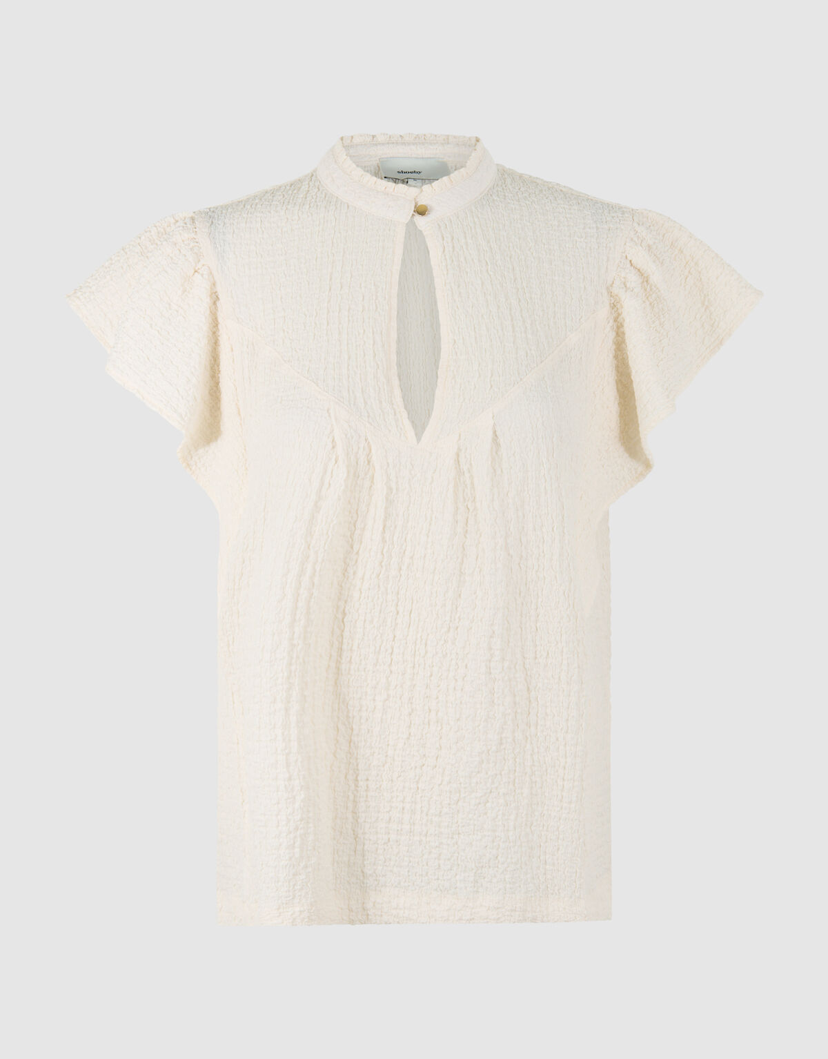 Crinkle Ruffle Top Gebroken Wit SHOEBY WOMEN