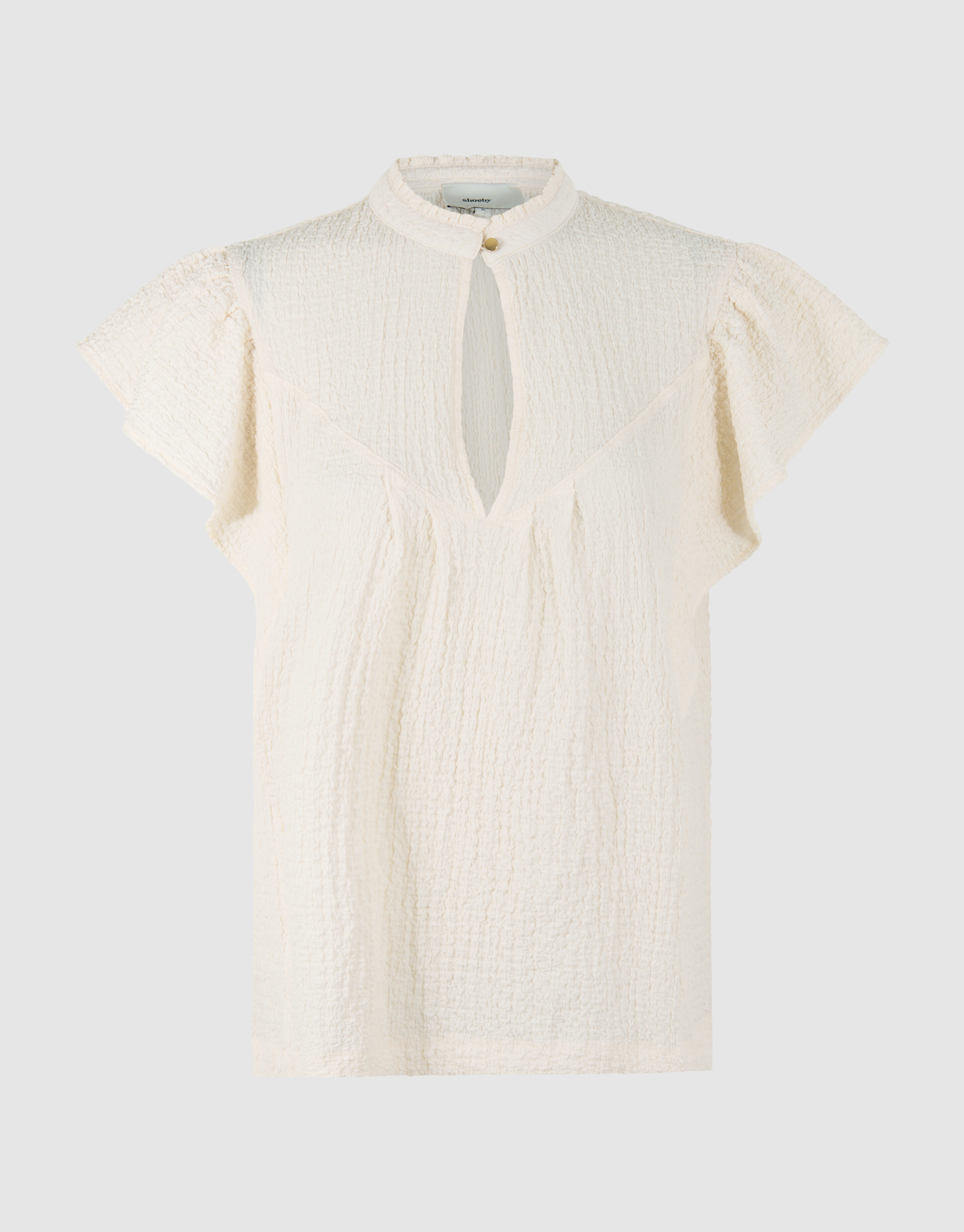 Crinkle Ruffle Top Gebroken Wit SHOEBY WOMEN