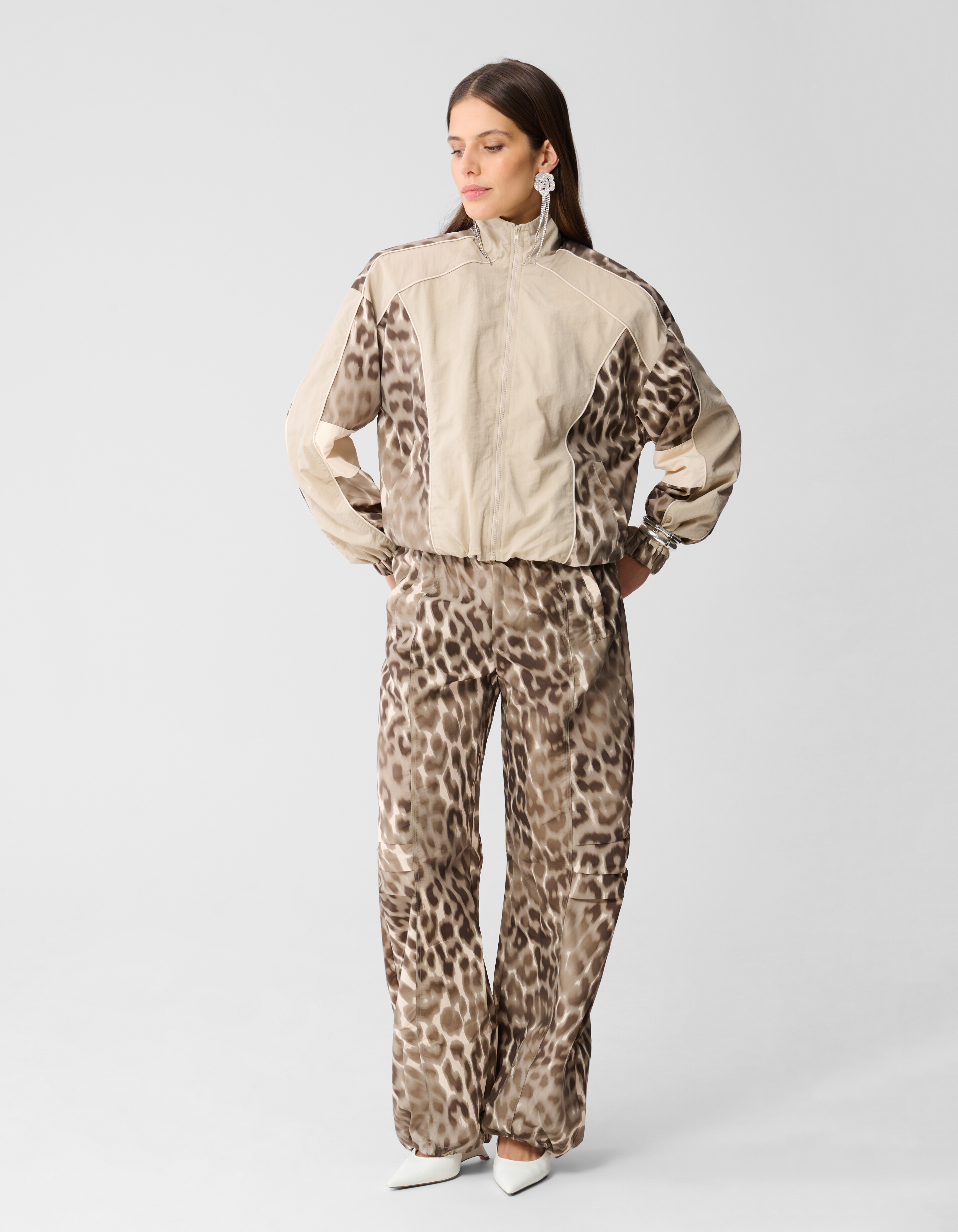 Leopard Parachute Jogger Broek Bruin SHOEBY WOMEN
