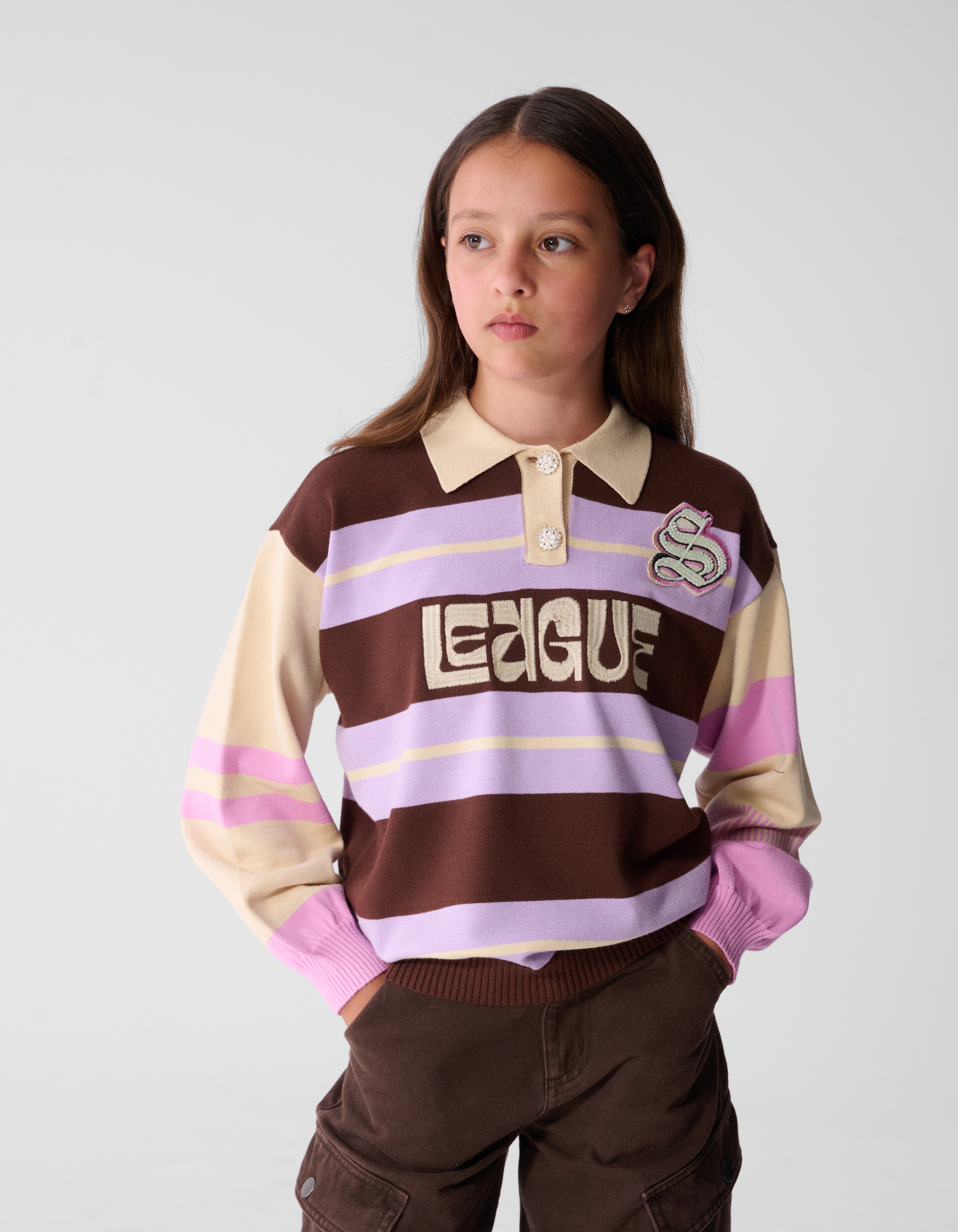 Fancy Rugby Gebreide Trui Paars SHOEBY GIRLS