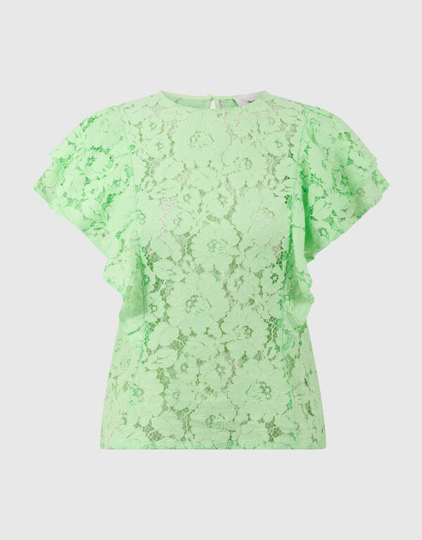 Kanten Ruffle Top Lichtgroen SHOEBY WOMEN