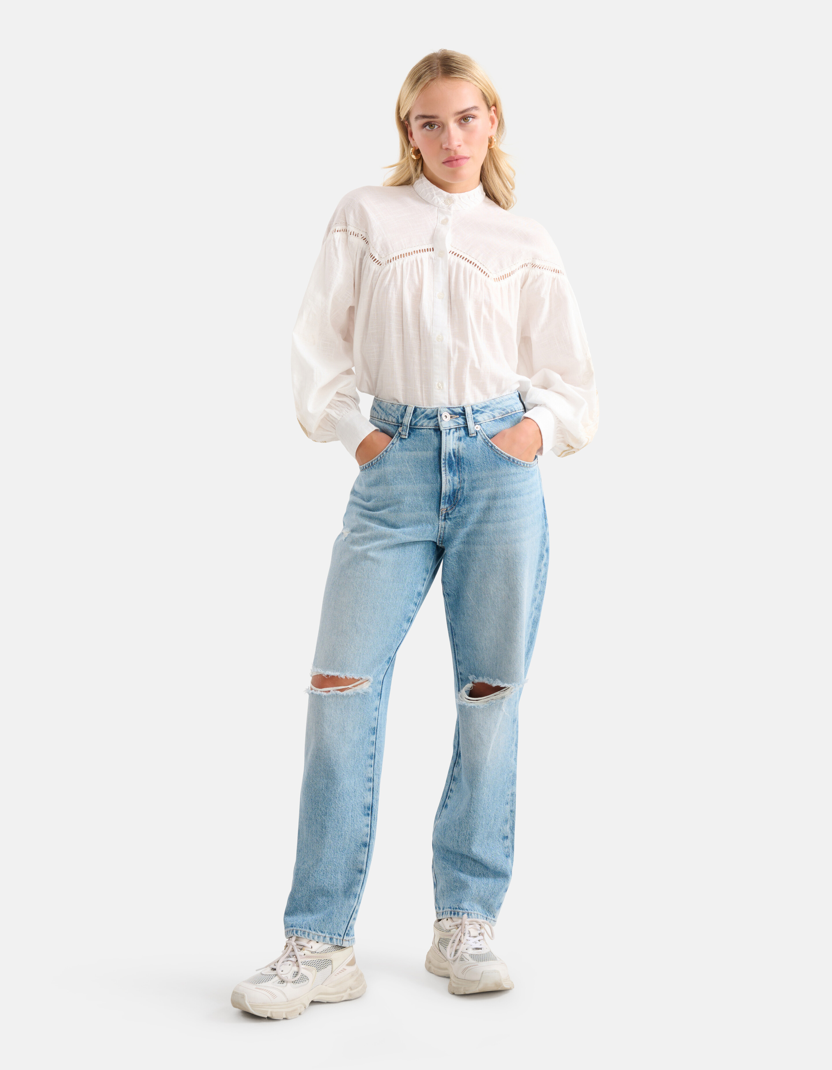 Embroidery Pailletten Blouse Gebroken Wit SHOEBY WOMEN