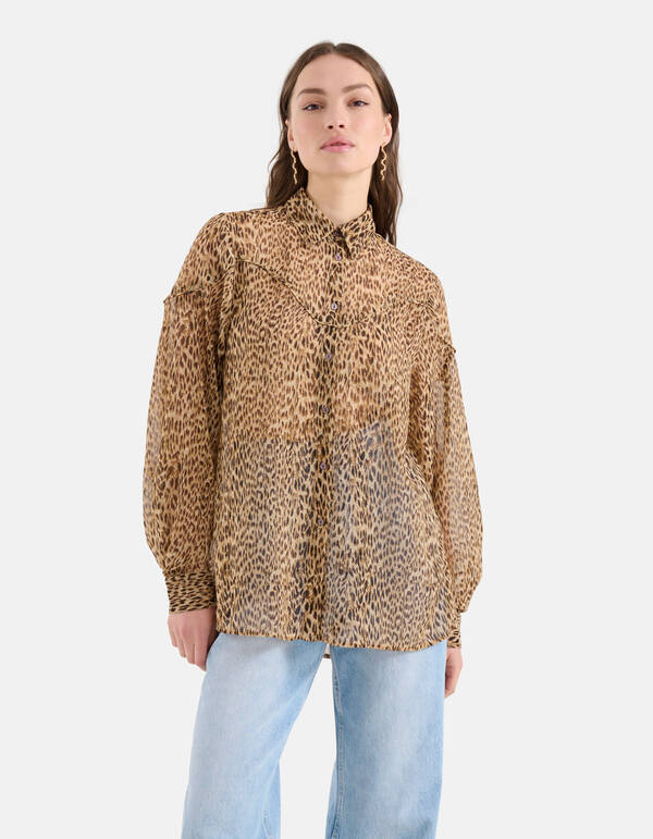 Cheetah Blouse Bruin SHOEBY WOMEN