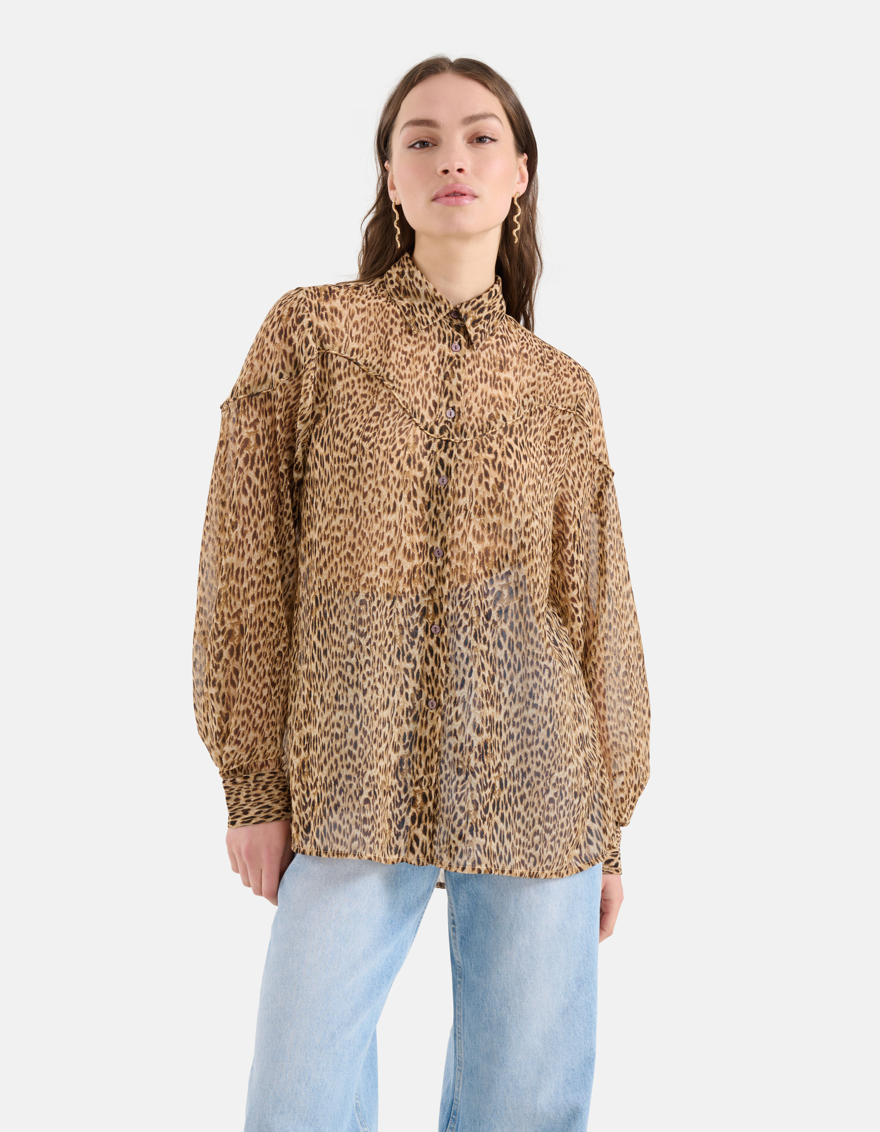Cheetah Blouse Bruin SHOEBY WOMEN