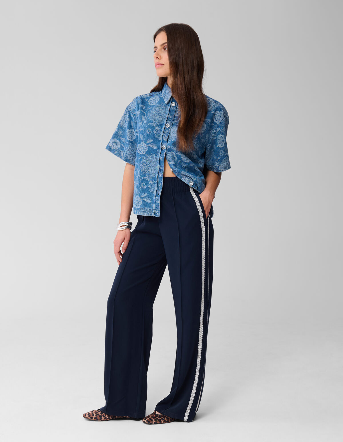 Sporty Wide Leg Broek Donkerblauw SHOEBY WOMEN