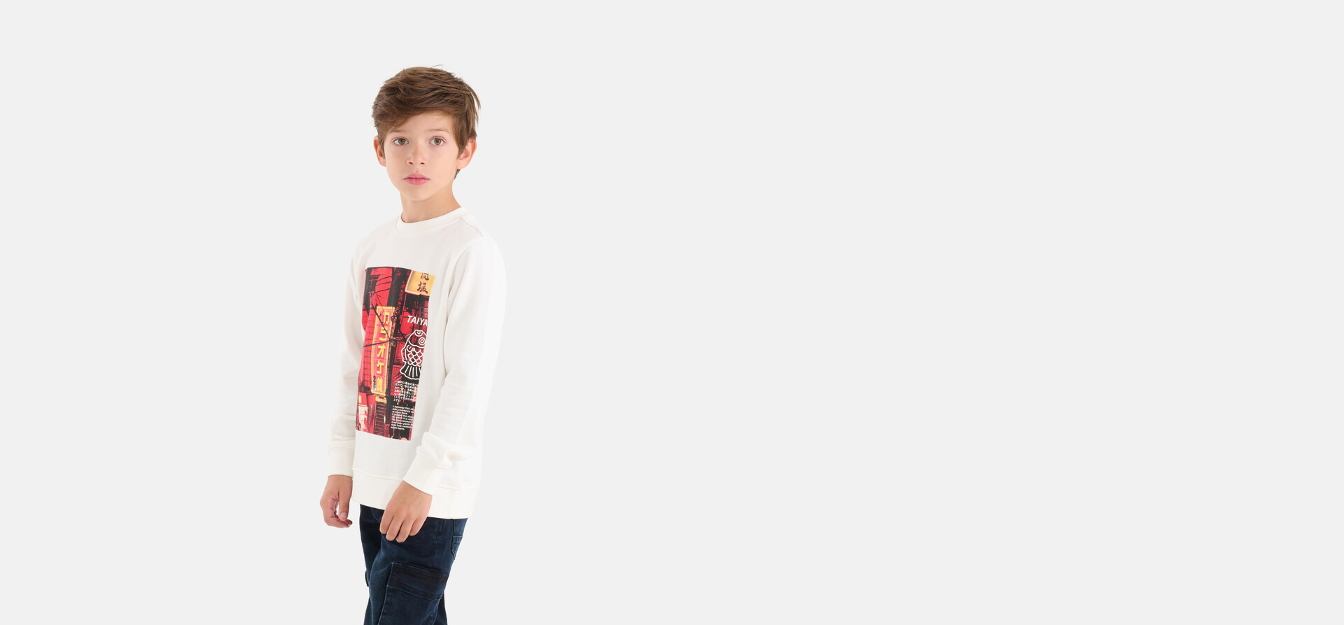 Printed Sweater Gebroken Wit SHOEBY BOYS