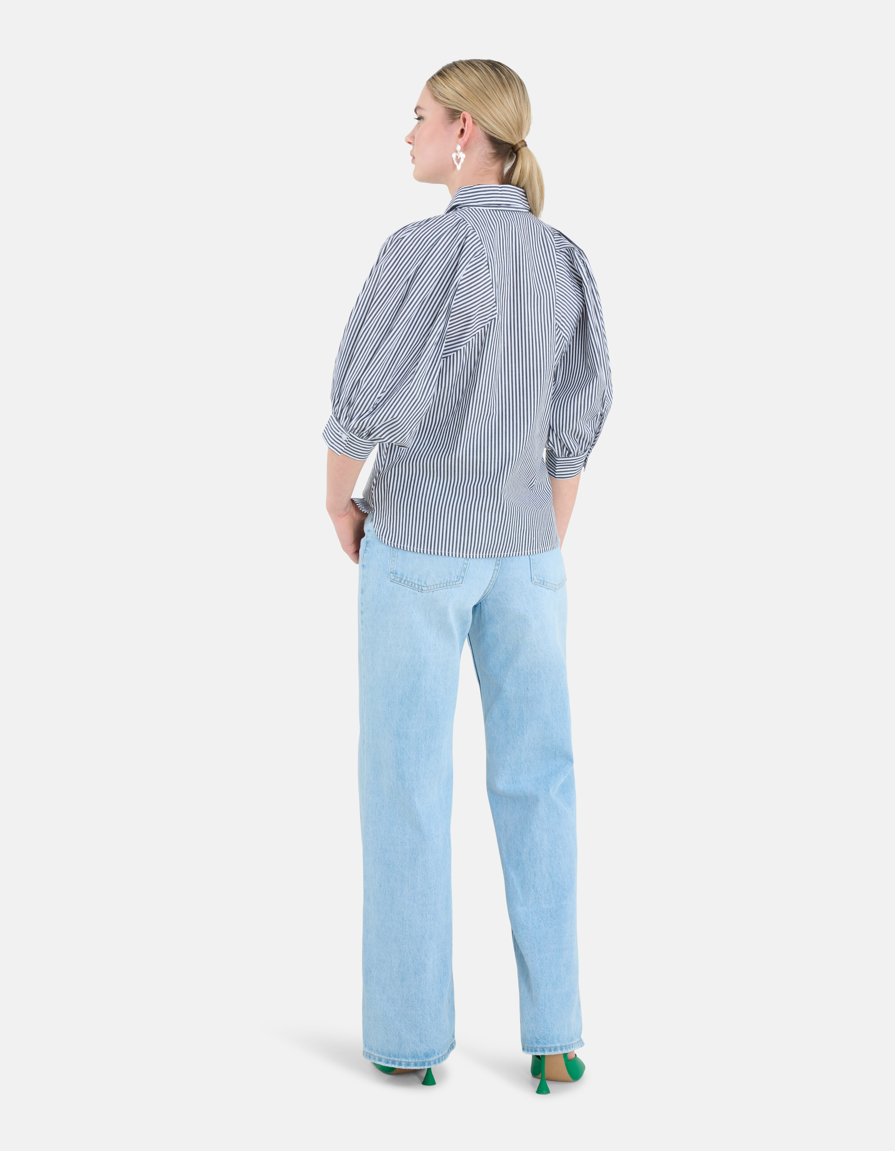 Zipper Stripe Blouse Zwart SHOEBY WOMEN