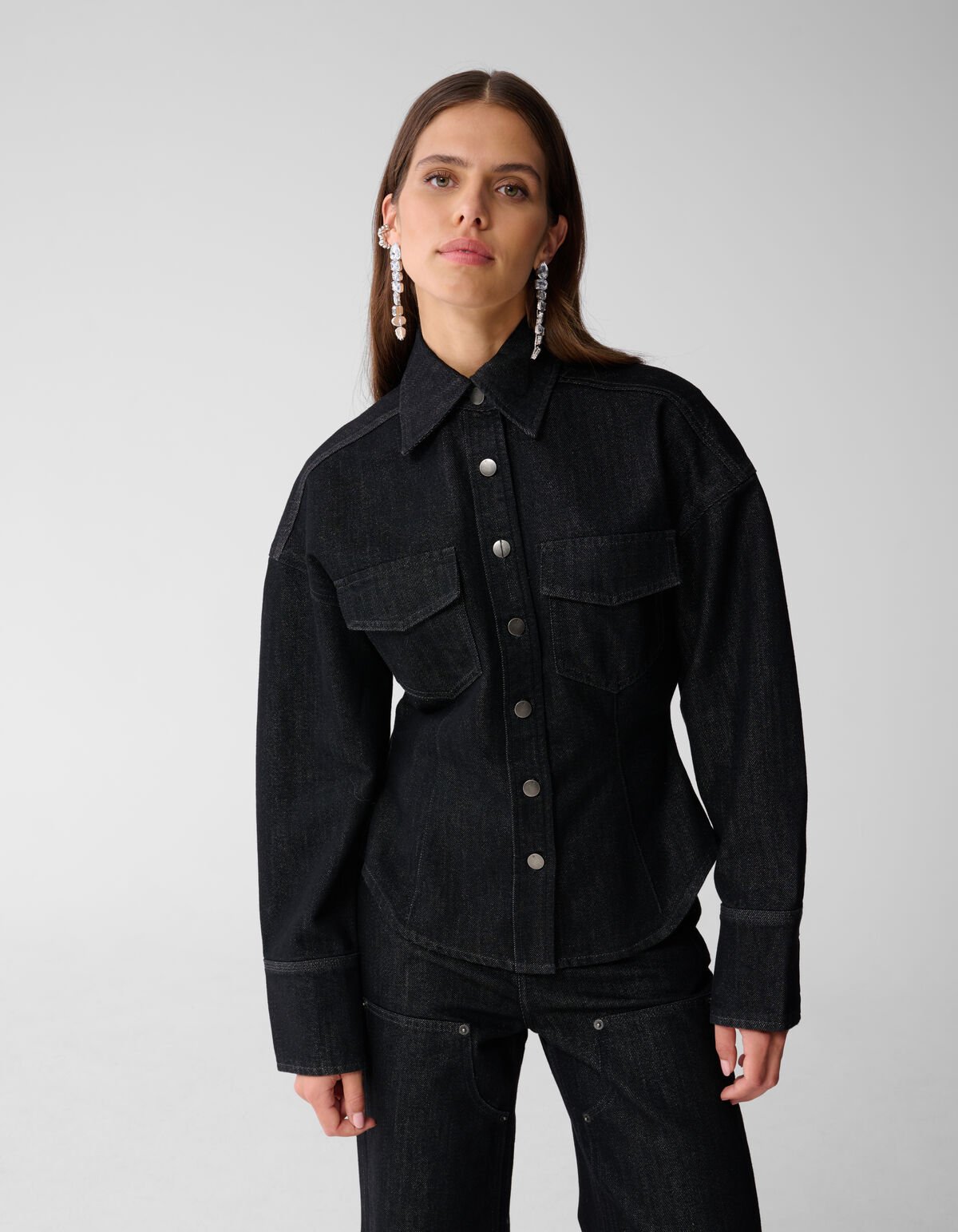 Zandloper Denim Blouse Zwart SHOEBY WOMEN