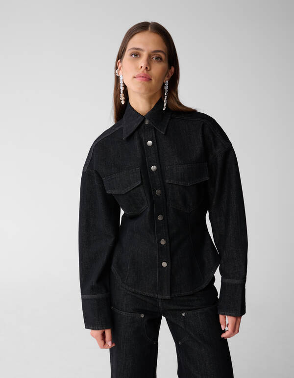 Zandloper Denim Blouse Zwart SHOEBY WOMEN