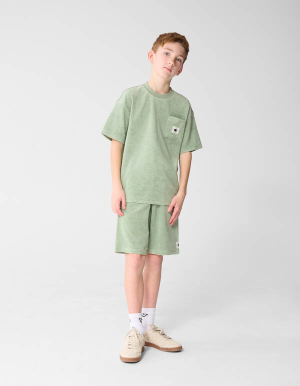 Towelling Relaxed T-shirt Lichtgroen SHOEBY BOYS