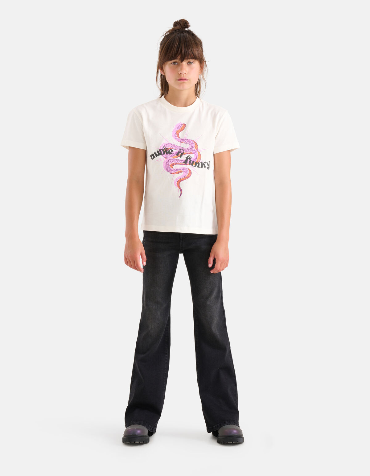 Funky Artwork T-shirt Gebroken Wit SHOEBY GIRLS