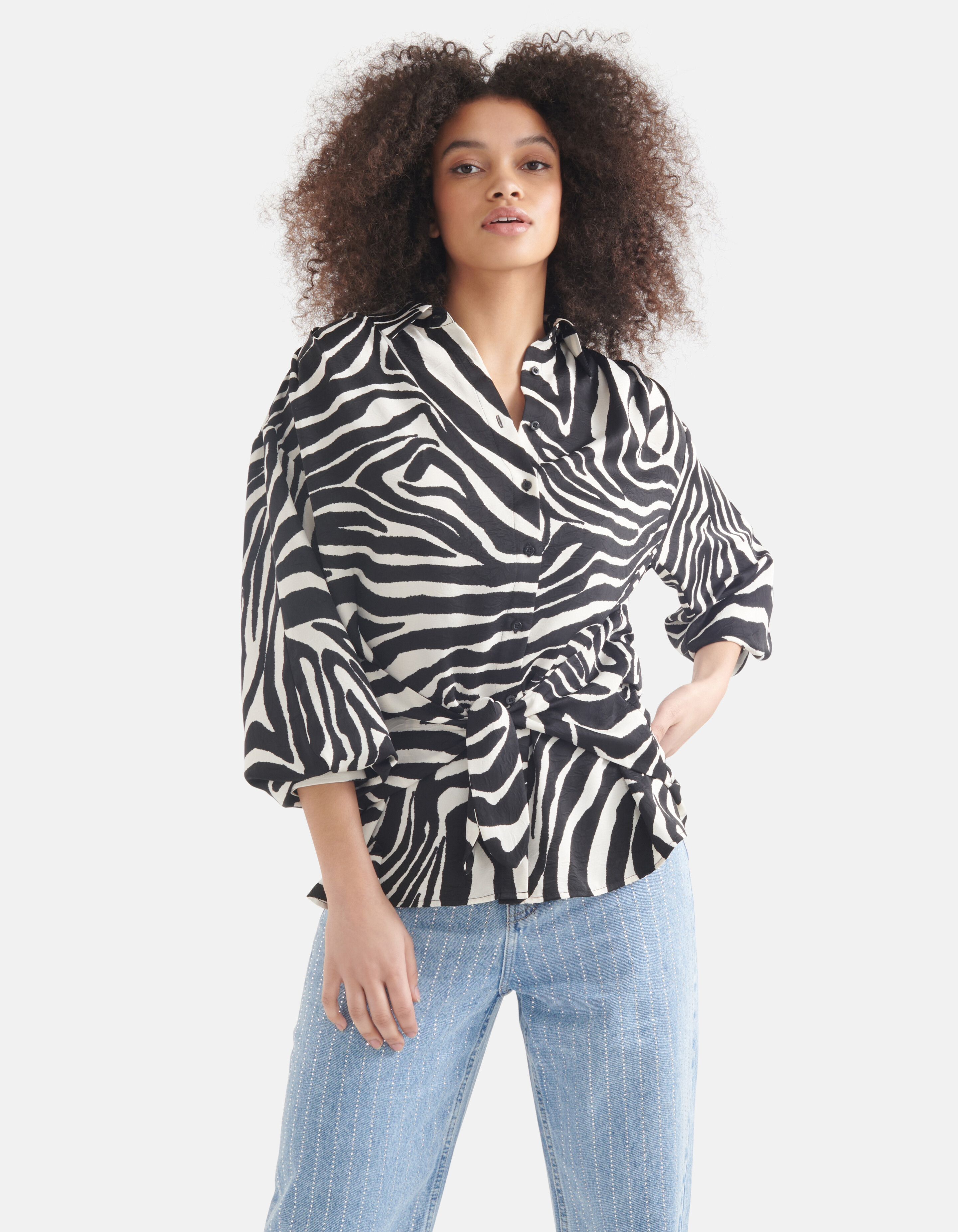 Zebra Print Blouse Zwart/Wit SHOEBY WOMEN