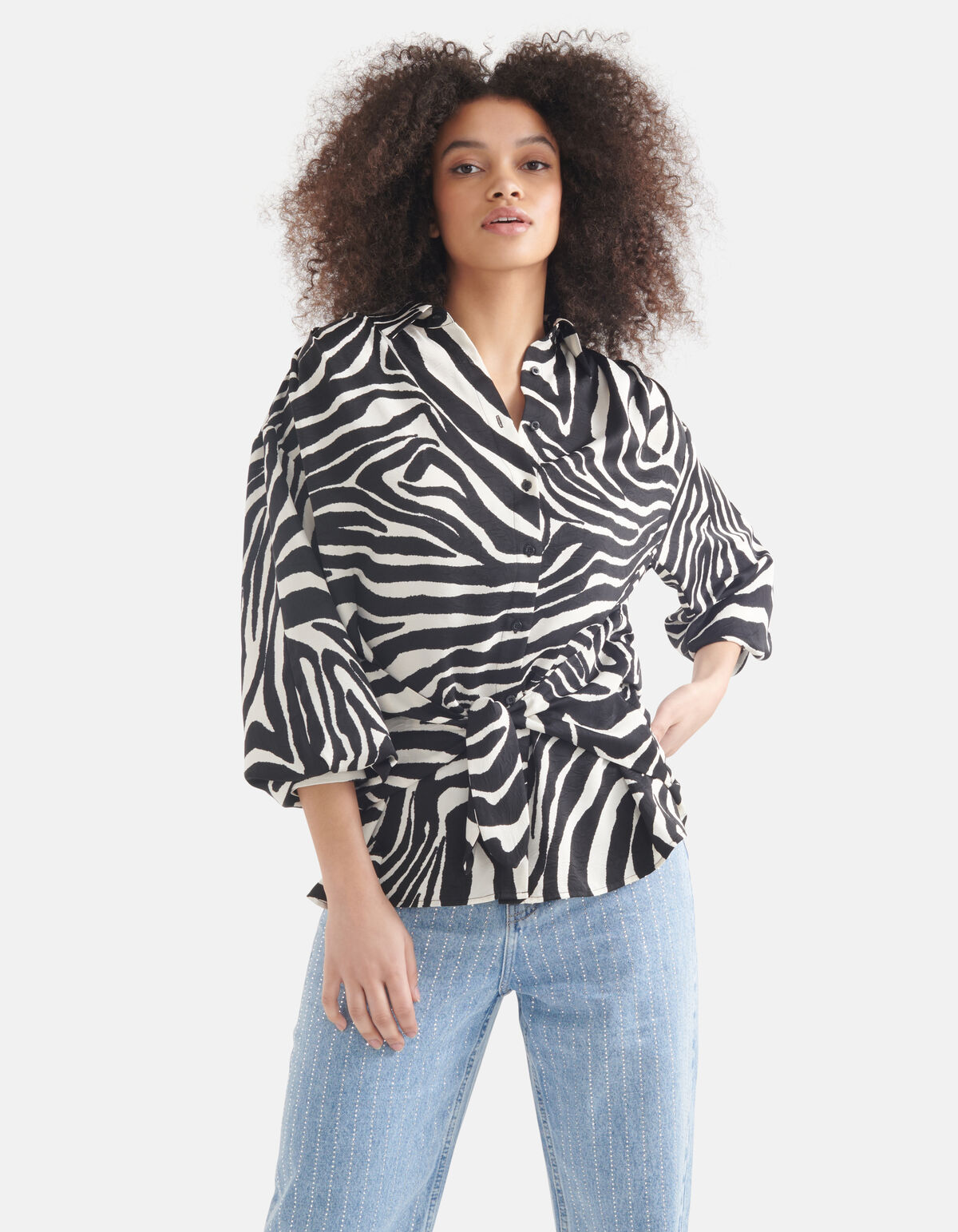Zebra Print Blouse Zwart/Wit SHOEBY WOMEN