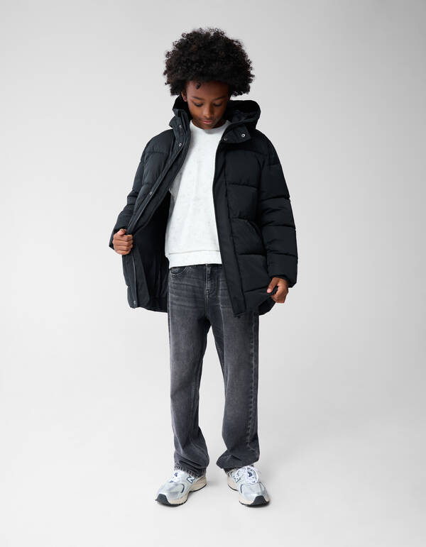 Lange Puffer Jas Zwart SHOEBY BOYS