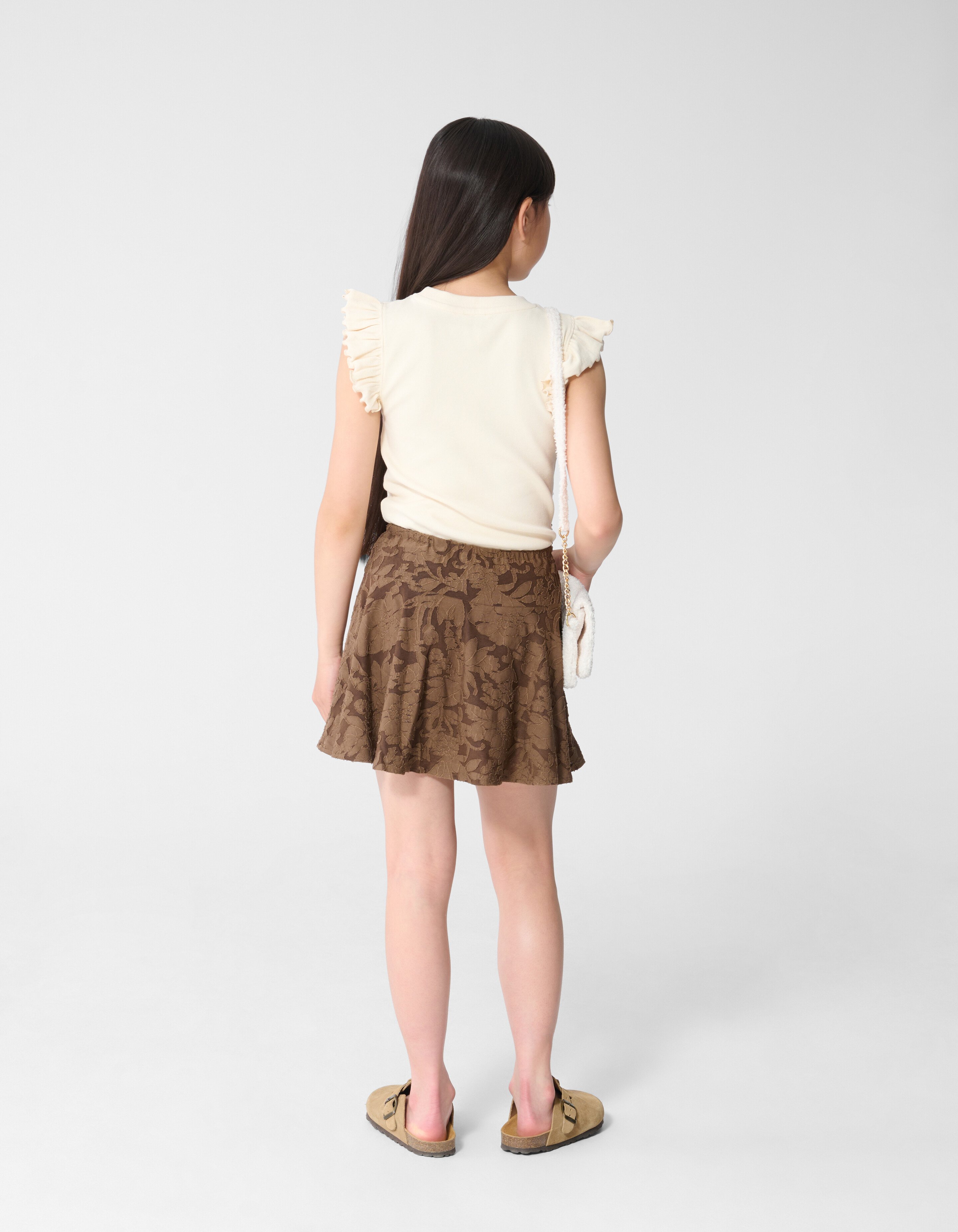 Brooklyn Ruffle Rib Top Gebroken Wit SHOEBY GIRLS