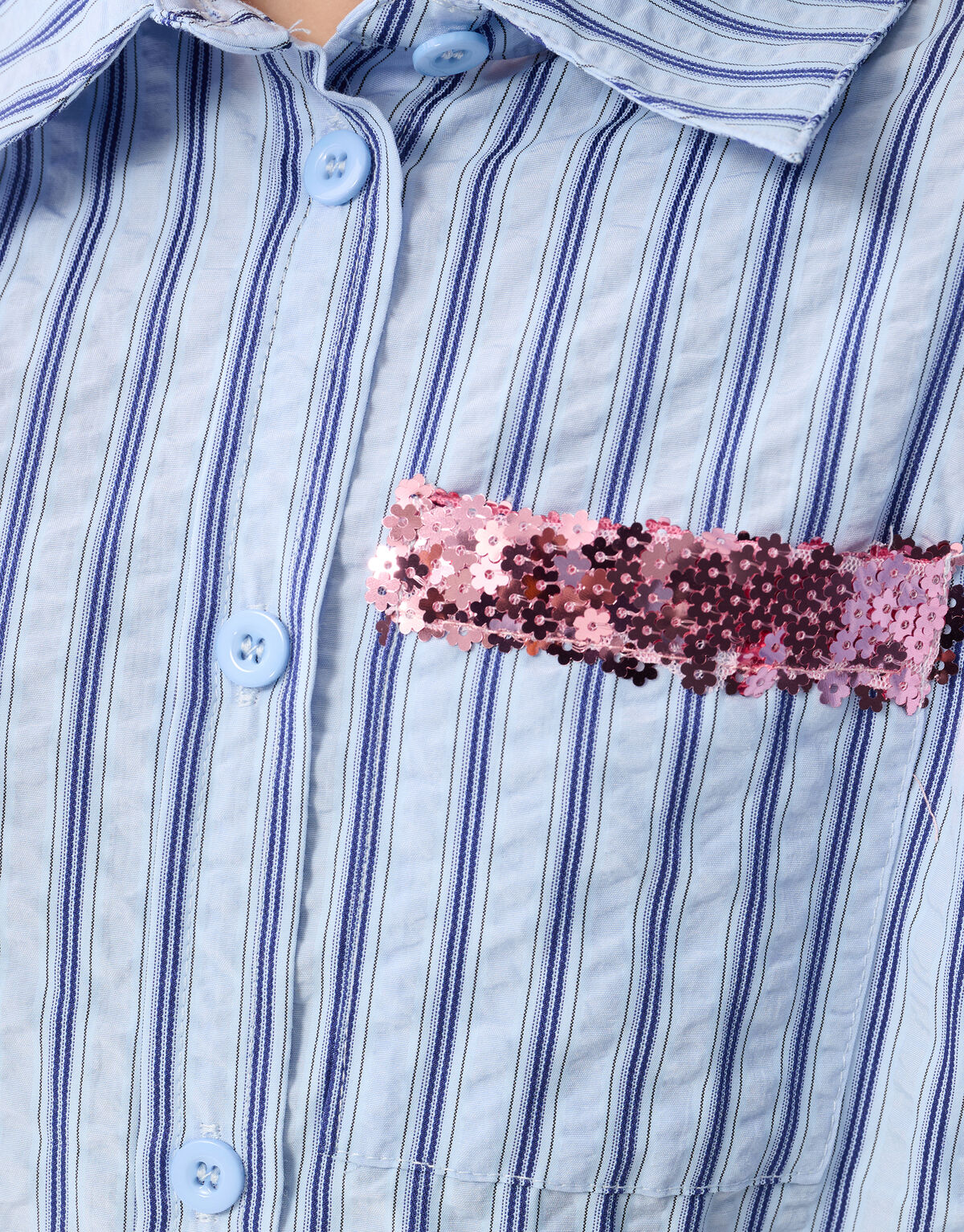 Pinstripe Flower Blouse Blauw SHOEBY GIRLS
