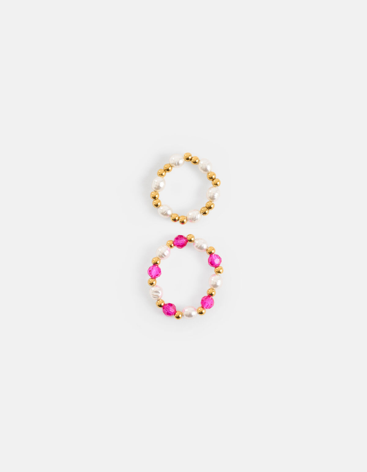 Beaded Parel Ring Set Roze SHOEBY ACCESSOIRES