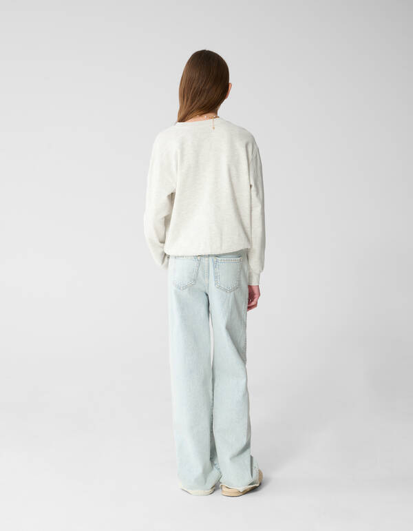 Ruffle Sweater Lichtgrijs SHOEBY GIRLS