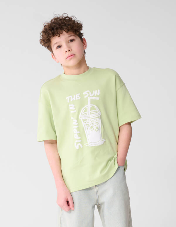 Sipping Artwork T-shirt Lichtgroen SHOEBY BOYS