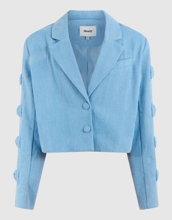 Cropped Strik Blazer Blauw SHOEBY GIRLS