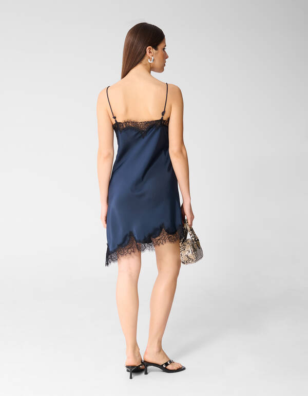 Asymmetrische Kanten Mini Jurk Donkerblauw SHOEBY WOMEN