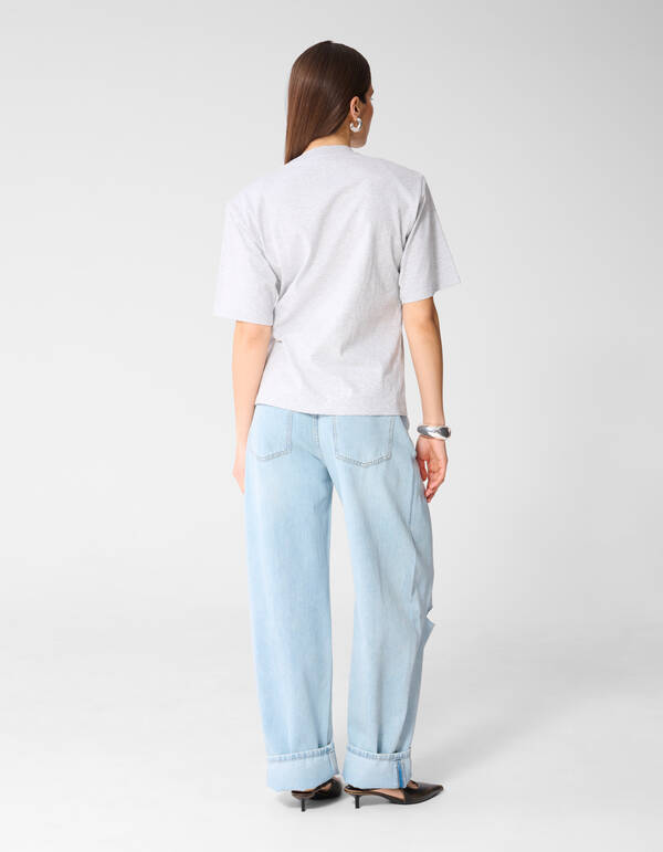Oversized Knot T-shirt Lichtgrijs By Monica SHOEBY WOMEN